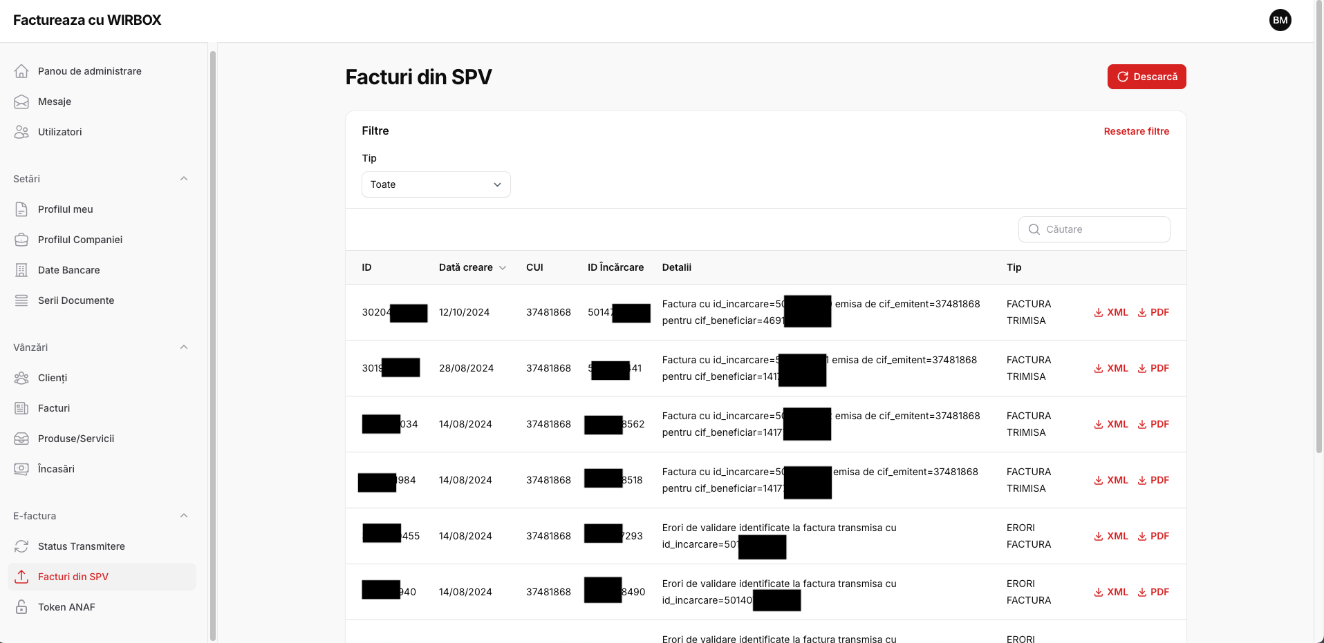 Facturi din SPV